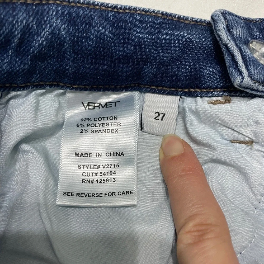 Vervet LA Womens Jeans Sz 27 Distressed High Rise Frayed Asymmetrical Button Fly
